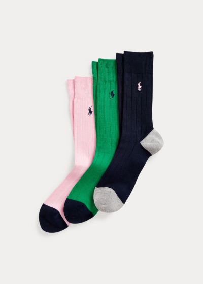 Men's Polo Ralph Lauren Rib-Knit 3-Pack Socks | 249760VLX